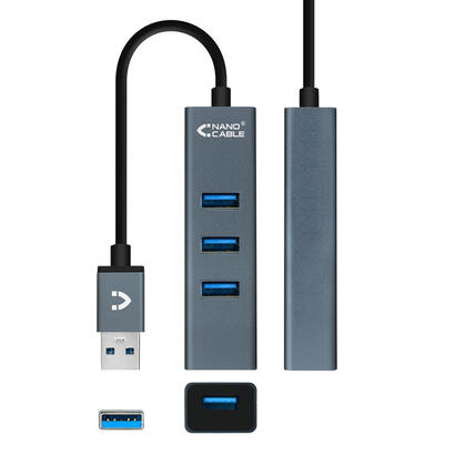 nanocable-hub-usb-30-4xusb30-usb-am-usb-30h-aluminio-10-cm-gris