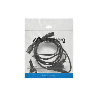 lanberg-cable-de-alimentacion-ca-c13c-13cc-0018-bk-conectores-schuko-2xiec320-c13-2-metros