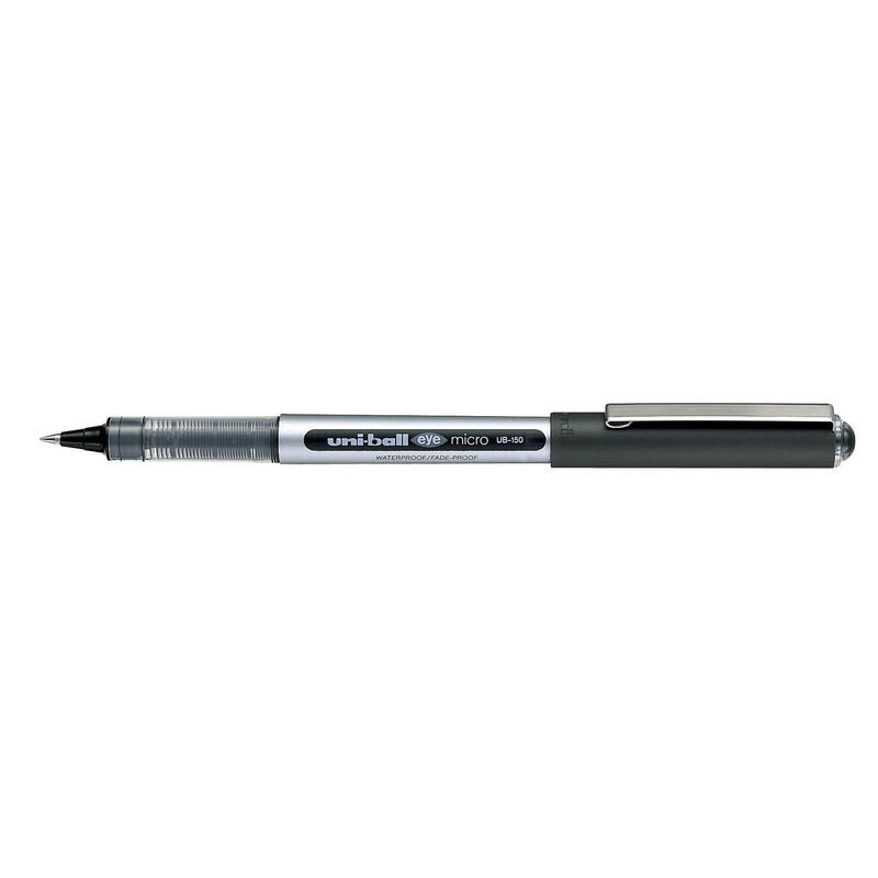 mitsubishi-pencil-roller-uni-ball-ub150-punta-05mm-acero-inoxidable-cuerpo-plastico-clip-metalico-tinta-negra-resistente-al-agua