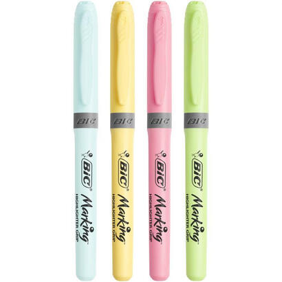 pack-marcadores-fluorescentes-bic-highlighter-grip-pastel-colores-azul-amarillo-rosa-verde-mango-texturizado-punta-biselada