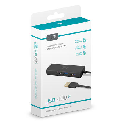 hub-3-puertos-usb30-rj45-1life-negro-cable-17m-1ifeusbhub3