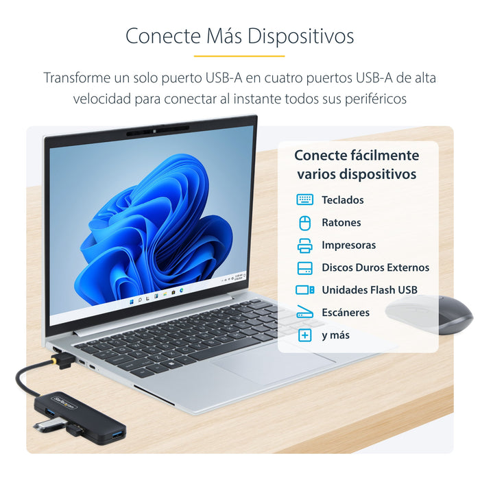 EAN 0065030912143 - StarTech.com H5A4A-USB-HUB hub de interfaz USB 3.2 Gen 1 (3.1 Gen 1) Type-A 5000 Mbit/s Negro imagen 12