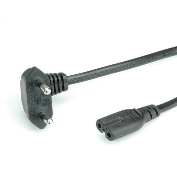 Roline Netzcable Euro-Stecker Abgewinkelt Auf C7 2pol. Schwarz 1,8m