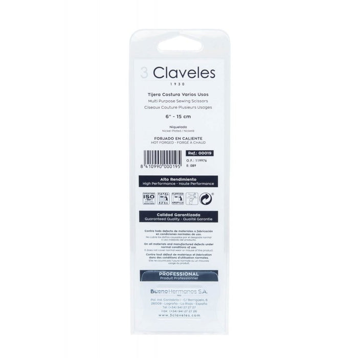 EAN 8410990000195 - 3 Claveles Multi Purpose tijera de costura 150 mm Acero inoxidable imagen 4