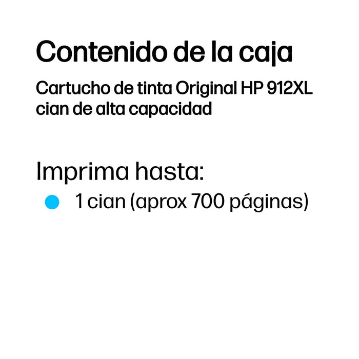 Hp 912xl - 8.5 Ml - Alto Rendimiento - Cian