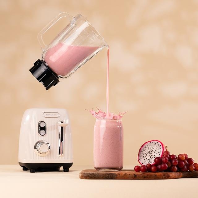 Cecotec Standmixer Power Negro Titanium Retrobeige (Beige, 1.200 Watt, 1,5 Liter) 3885