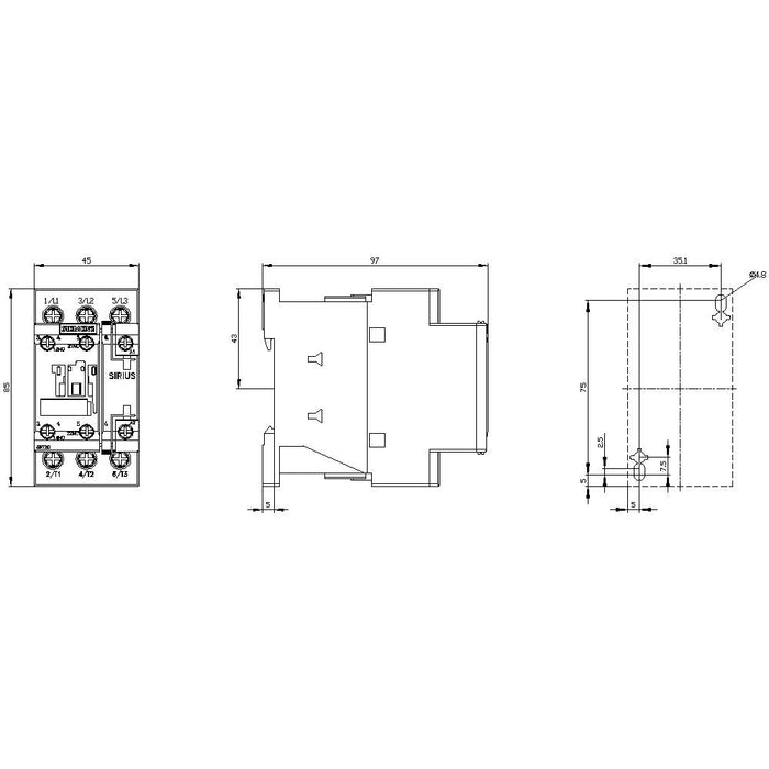 Siemens 3rt20261al20 Schtz Ac-3 11kw 400v 1s+1 230vac 50 60hz 3p S0
