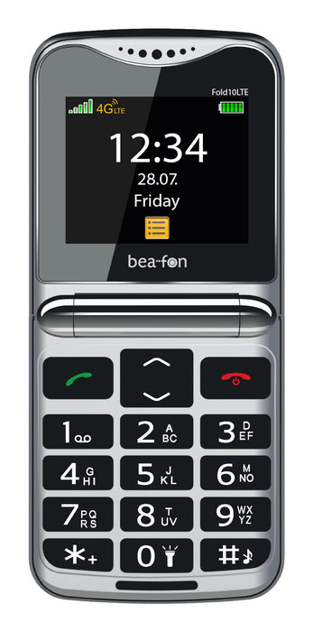 Beafon Fold10 Lte - 4g, Silver Line, Grosstastenklapphandy, Negro-Silber