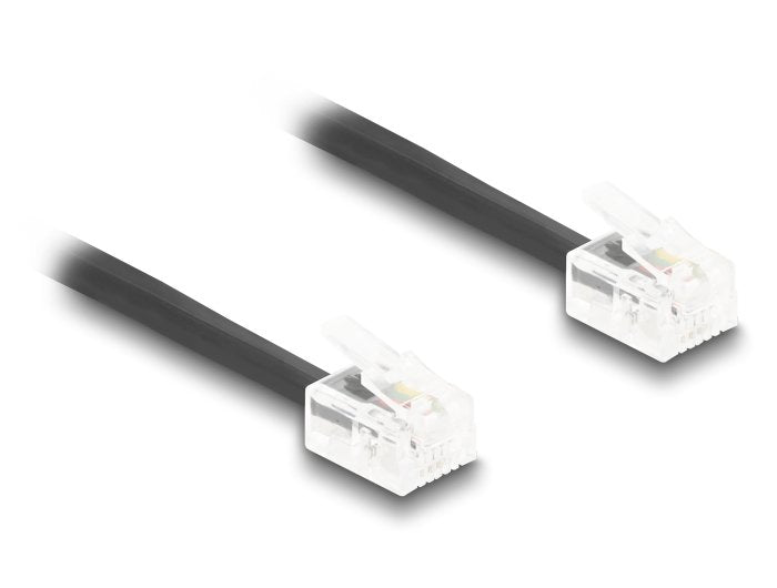 Delock Telefoncable   Spiralcable Rj11 Stecker Zu Rj11 Stecker Schwarz 1 M