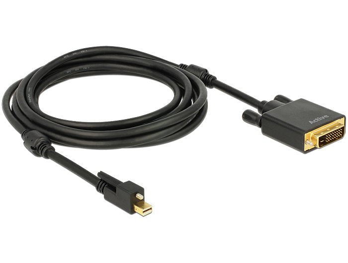 Delock Cable Mini Displayport 1.2 Macho Con Tornillo  Dvi Macho 4k Activo Negro 3 M