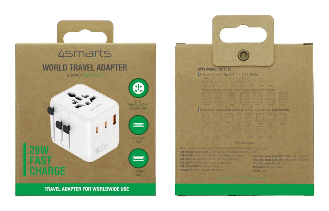 Adapter Podrózny 20w Gan Nomad 2xusb-C + 1xusb-A