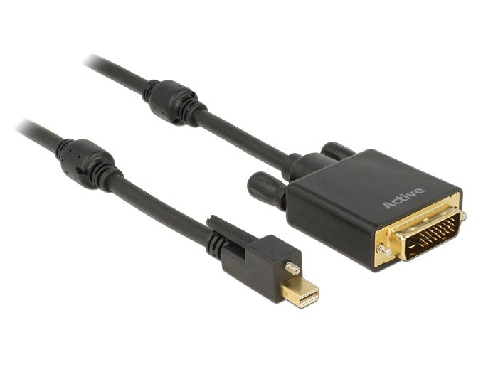 Delock Cable Mini Displayport 1.2 Macho Con Tornillo  Dvi Macho 4k Activo Negro 3 M