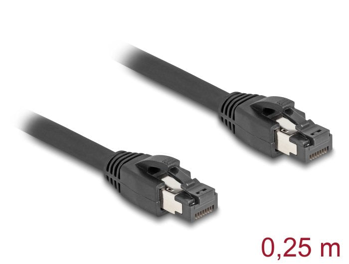 Delock Cable De Red Rj45 Cat.8.1 S/Ftp 25 Cm Bis 40 Gbps Negro