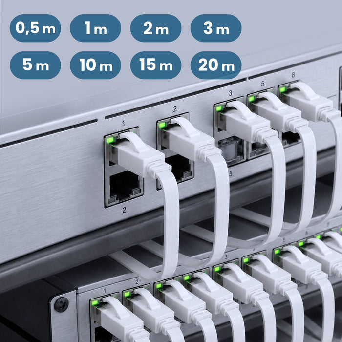 Extralink Lan Patchcord Cat.8 U Ftp 1m 40g Flat Shielded Foiled Twisted Pair Bare Copper White