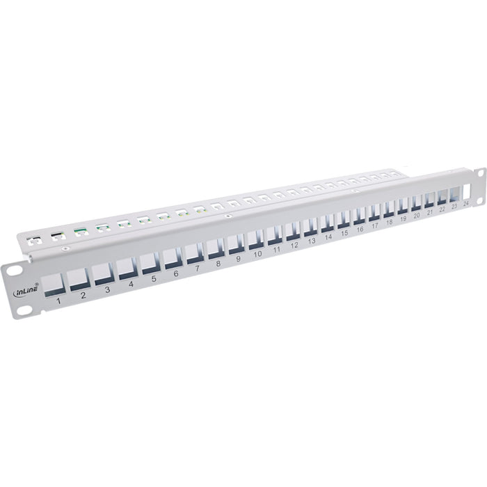 Patch Panel Inline Blank 19" 24 Puertos 1u Gris Claro