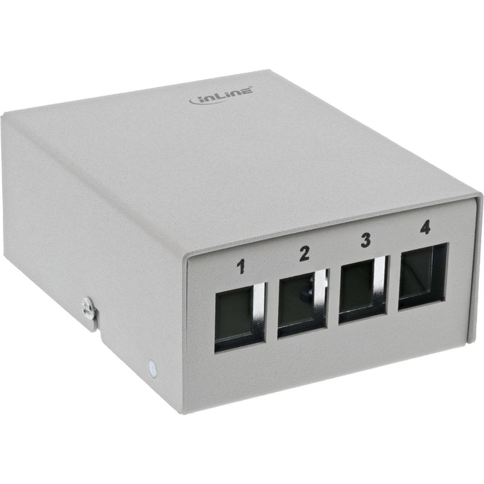 Inline Desktop Point Box 4x Keystone Rj45, Metal, Gris Claro Ral7035