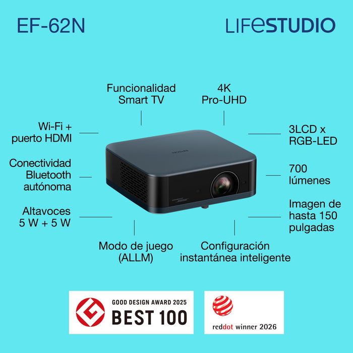 EAN 8715946741567 - Epson Lifestudio Pop Plus EF-62N 700 lúmenes ANSI 3LCD UHD 4K (3840x2160) imagen 4