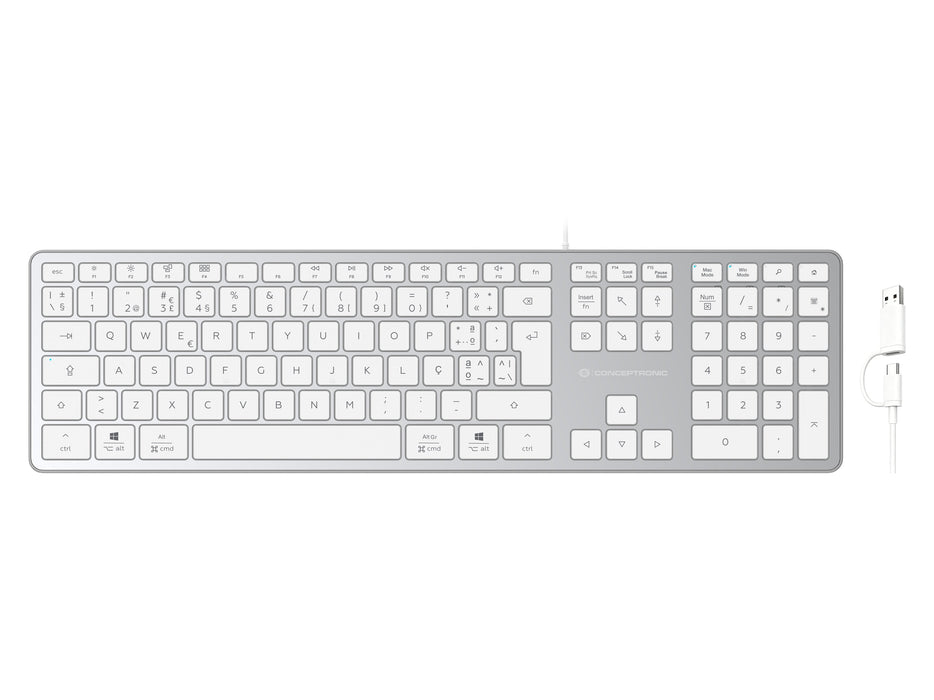 Conceptronic Usb Teclado Slim Usb-A/Usb-C Layout Pt Ws