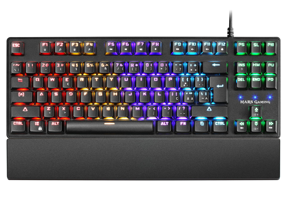 Teclado Mecánico Portugués Mars Gaming Mkxtklbpt Switches Mecánicos Outemu Sq Azul Iluminación Rgb Reposamuñecas Teclas Tec Inyección Dual