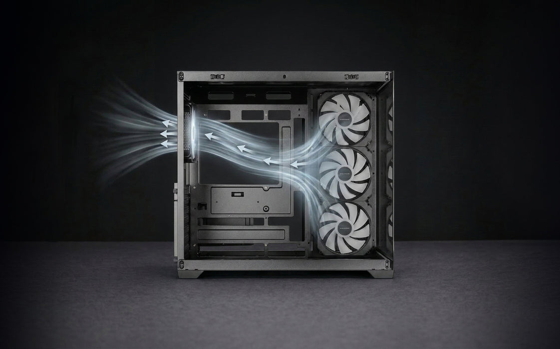 Caja Pc  Atx Mars Gaming Mcv5 Cristal Templado Panoramico Argb Gpu 416mm Negra