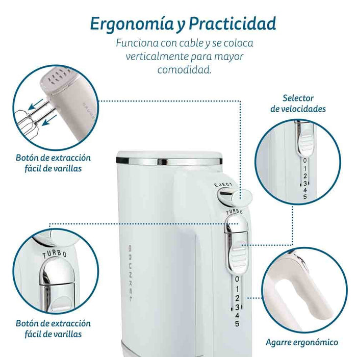 EAN 8426156012865 - Grunkel AM-25G batidora Batidora de mano 250 W Blanco imagen 8