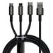 EAN 6953156204973 - Baseus Tungsten Gold 3-in-1 cable USB USB 2.0 1,5 m USB A USB C/Micro USB A/Lightning Negro imagen 1