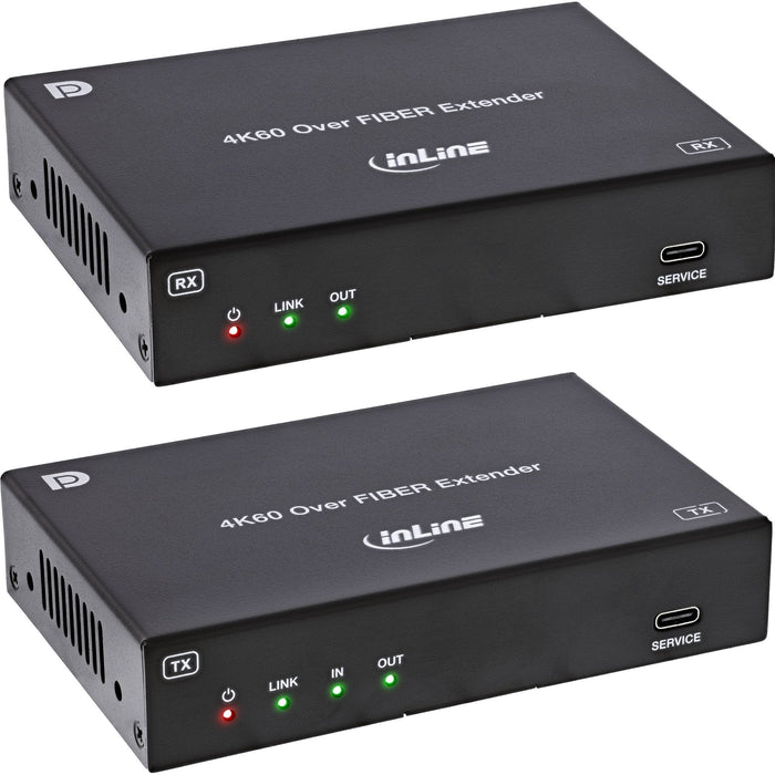 Kvm Extender, Displayport 4k/60hz, Fiber Singlemode, 10km , Set Inline