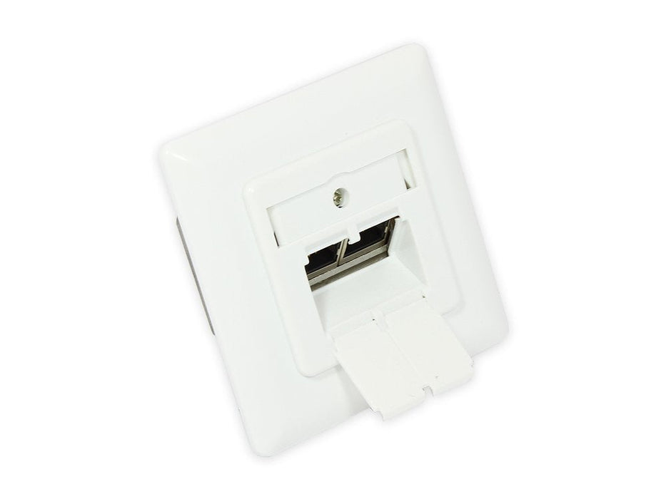 Netzwerkdose Cat. 6, 2xrj45, Geschirmt, Up, Designfähig, Vertikale Cablezuführung, Signalweiss Ral9003, Good Connections®
