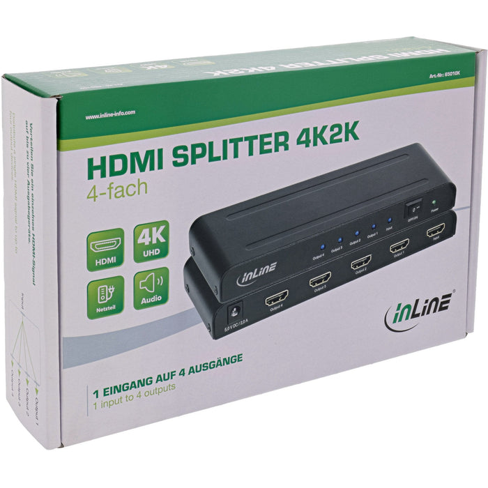 Inline® Hdmi Splitter/Distributor, 4-Port, 4k2k@60hz Compatible