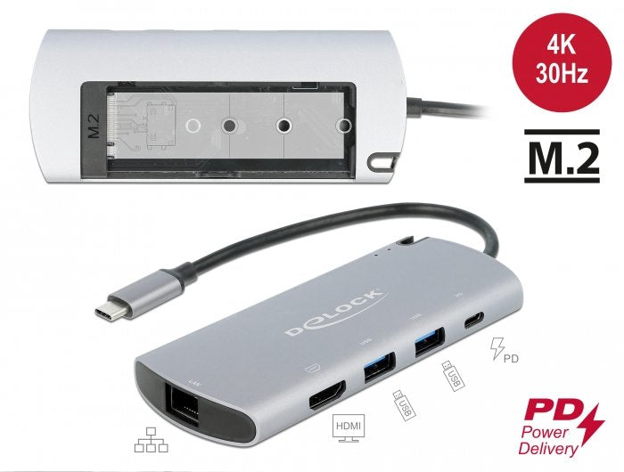 Delock 87767 Base Para Portátil Y Replicador De Puertos Alámbrico Usb 3.2 Gen 1 (3.1 Gen 1) Type-C Gris, Estación De Acoplamiento Gris, Alámbrico, Usb 3.2 Gen 1 (3.1 Gen 1) Type-C, 100 W, 1.4/2.2, 10,100,1000 Mbit/S, Gris