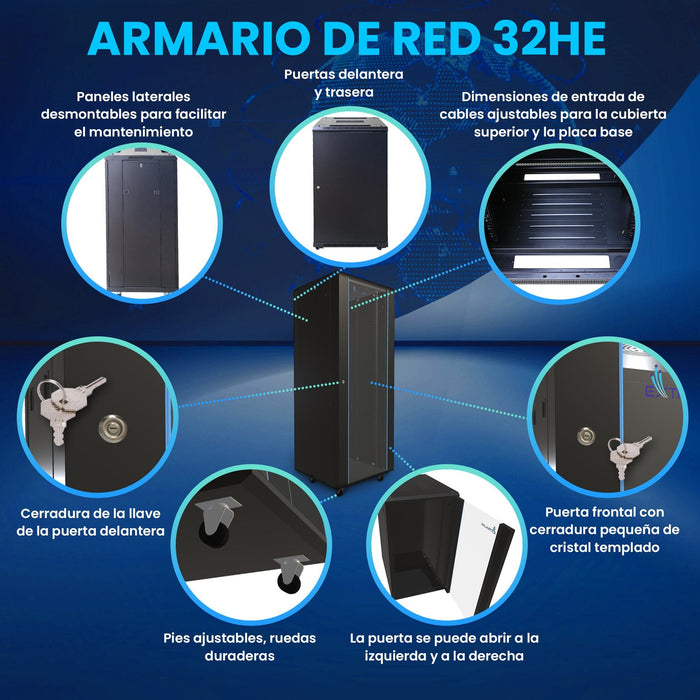 Extralink - 19 Armario De Pie 32u 600x800 Negro Flat-Pack