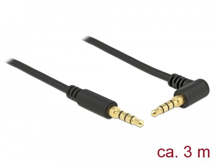 Delock Klinkencable 3,5 Mm 4 Pin Stecker > Stecker Gewinkelt 3 M Schwarz