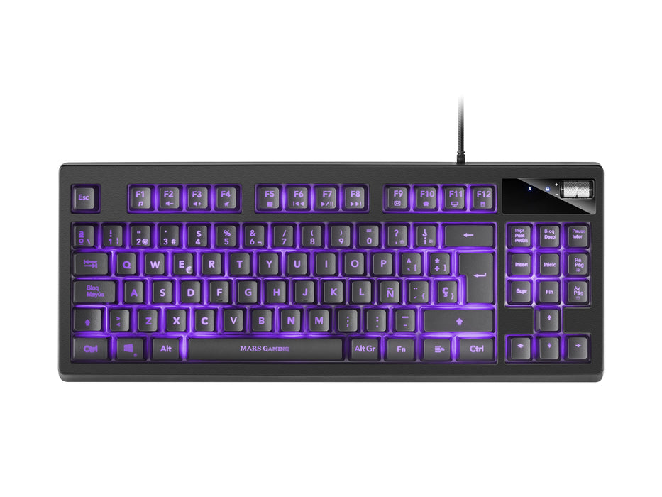 Teclado Español Mars Gaming Mkaxes Tkl H-Mech Iluminación Rgb 9 Efectos Reposamuñecas Gel Negro