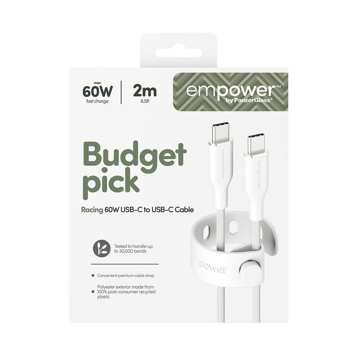 EAN 5715685027642 - PanzerGlass empower™ by ® Racing 60W USB-C to USB-C Cable | USB 2.0 | 2M | Silver White cable USB Blanco imagen 3