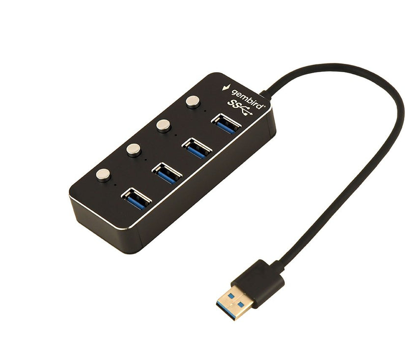 EAN 8716309124591 - Gembird UHB-U3P4P-01 hub de interfaz USB 3.2 Gen 1 (3.1 Gen 1) Type-A 5000 Mbit/s Negro imagen 1