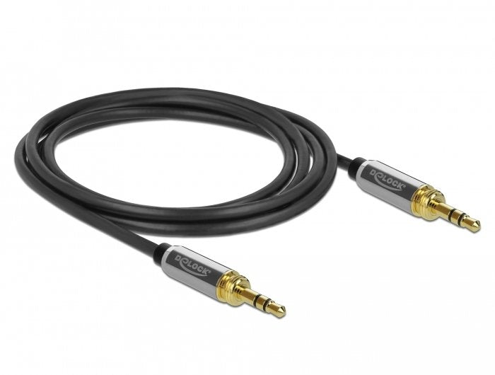 Cable De Jack Delock 3.5 Mm De 3pin Enchufe> 3.5 Mm 3pin Enchufe Negro, 2 Metros, Con Dos Adaptadores De Tornillo De 6.35 Mm 85786