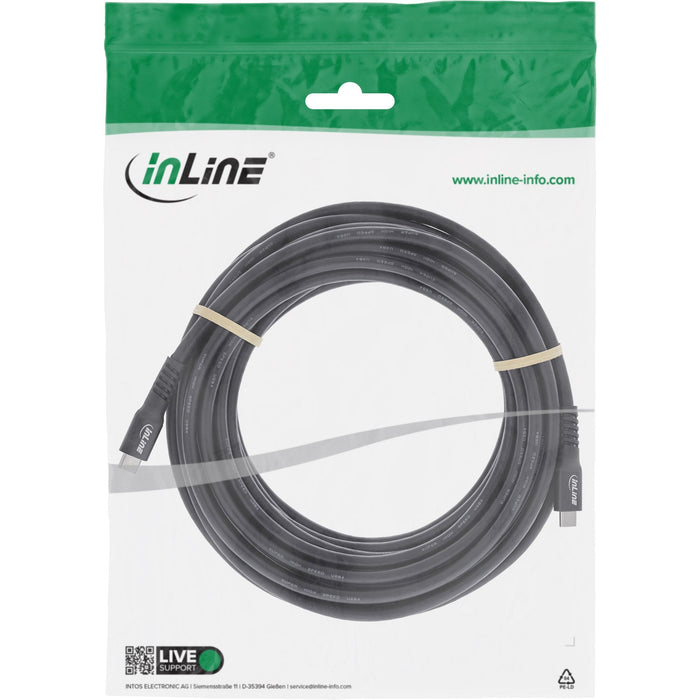 Cable De  5,00m Usb 4 G2x2 20gbps Pd60w Usb-C Macho A Usb-C Macho Negro Video 4k@60hz Video Datos Y Carga Tpe E-Marker