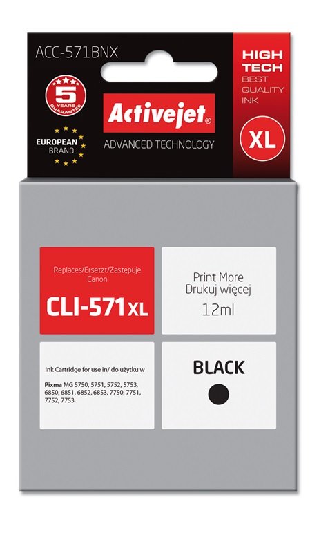 EAN 5901443103165 - Activejet ACC-571BNX cartucho de tinta 1 pieza(s) Compatible Alto rendimiento (XL) Negro imagen 1