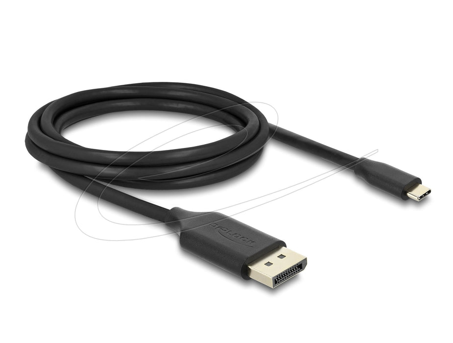Delock Usb Type-C Zu Displayport Cable (Dp Alt Mode) 8k 60 Hz Mit Hdr Funktion 2 M Schwarz