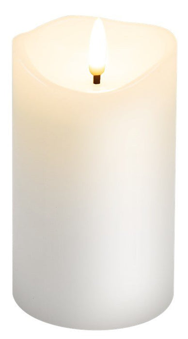 Vela Led De Cera Auténtica, Blanca, 7,5 X 12,5 Cm 
Con Temporizador Y Cono De Llama 3d, Funciona Con Pilas, Luz Blanca Cálida