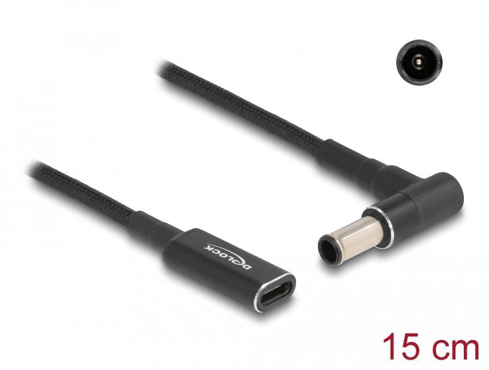 Delock 60043 Cable De Carga Portátil Usb Type-C Hembra A Sony 6,0 X 4,3 Mm Macho En Ángulo De 90° 15 Cm