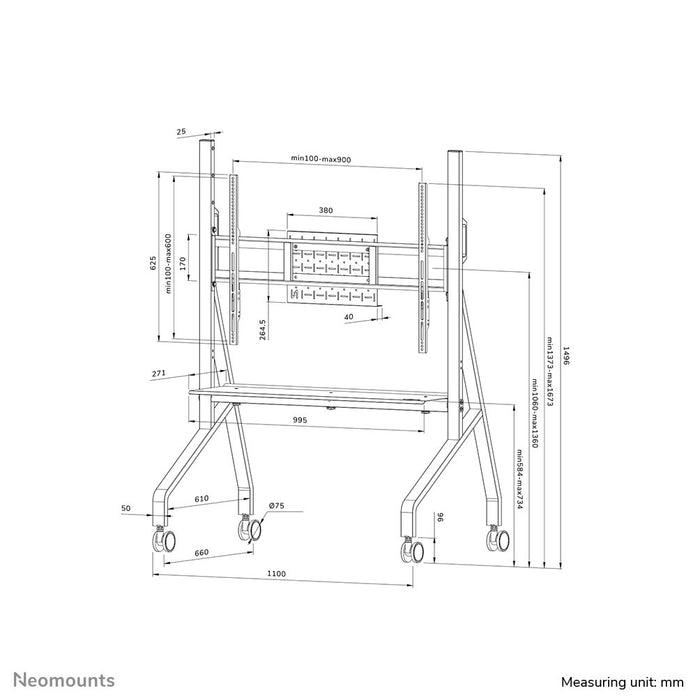 EAN 8717371440220 - Neomounts FL50-525BL1 mueble y soporte para dispositivo multimedia Negro Panel plano Mesita con ruedas pa imagen 20