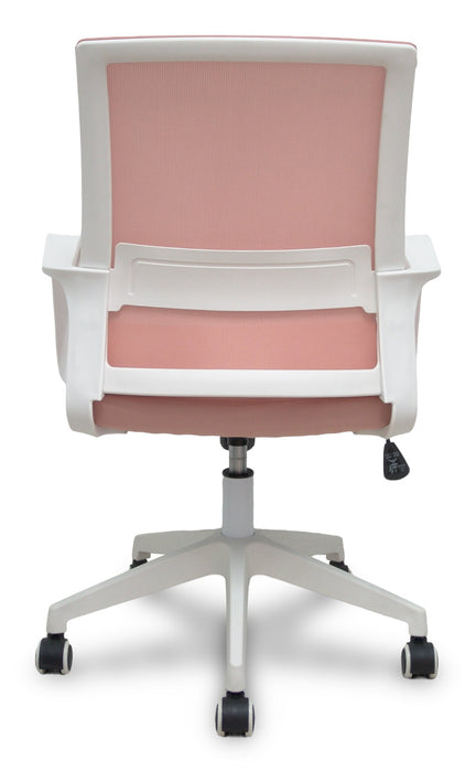 Piqueras Y Crespo Forol Silla Ergo535 Blanca Basculante Respaldo Malla Rosa Asiento Tela Rosa Ruedas Nailon