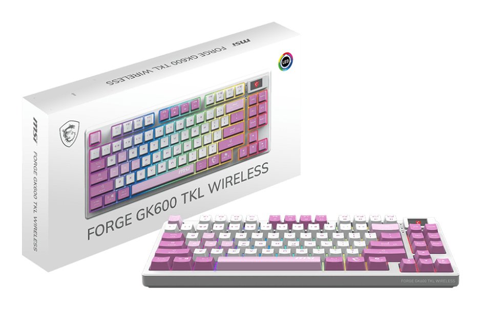 EAN 4711377307178 - MSI FORGE GK600 TKL WIRELESS VIOLET teclado Juego USB + Bluetooth QWERTY Inglés del Reino Unido Rosa, Vio imagen 5