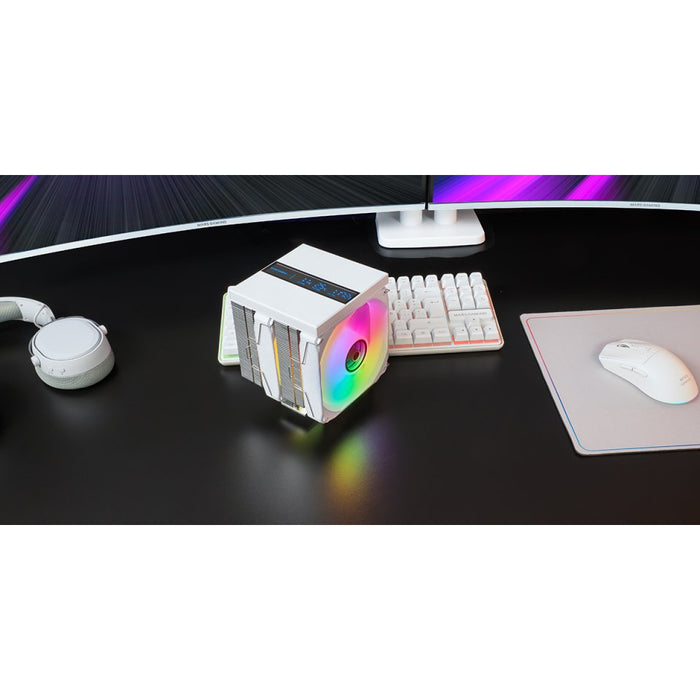 Refrigeración Cpu  A-Rgb Mcpu-Lcd Pro Blanco Mars Gaming Lcd / 120 Mm Argb / 6 Heatpipes / Tdp 300w / Intel & Amd