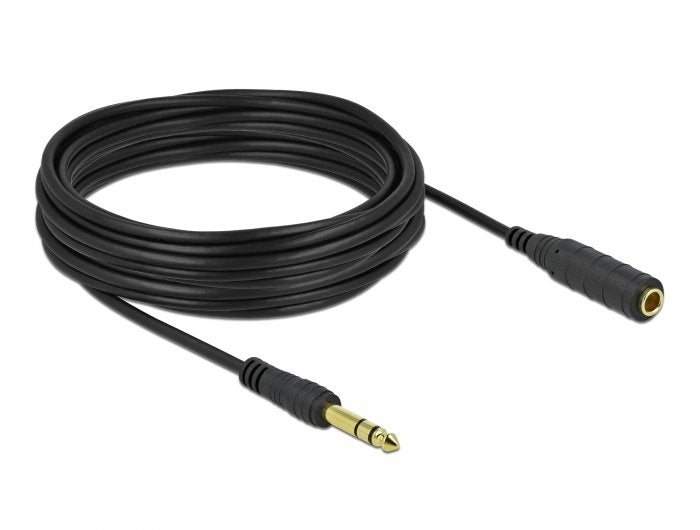 Delock Klinkenverlängerungscable 6,35 Mm 3 Pin Stecker Zu Buchse 10 M Schwarz