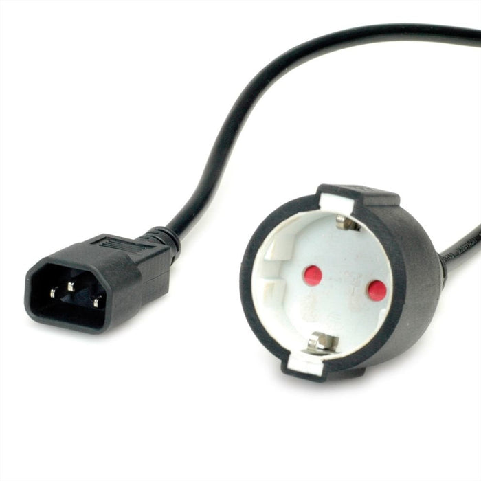 Value Netzcable, C14 Auf Cee7 3, Max. 10a (2300w), Nur Fr Verwendung An Usv, Schwarz, 0,3 M