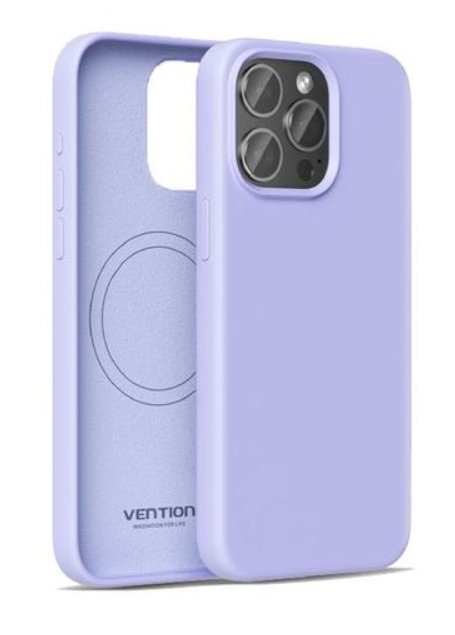 Funda Silicona Con Magsafe Vention Kufv0-40 Compatible Con Iphone 15 Pro Max Morado
