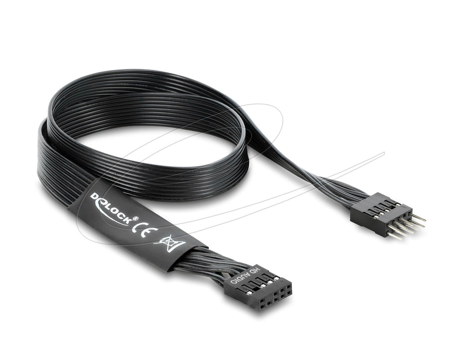 Delock Hd Audio Flachbandcable Mainboard Verlängerungscable 9 Pin Pfostenstecker Zu Pfostenbuchse 50 Cm Schwarz