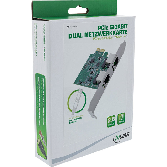 Inline 51126a Tarjeta De Red Ethernet 1x Rj45 2.5gbit/S, Pcie X1, Incl. Low Profile